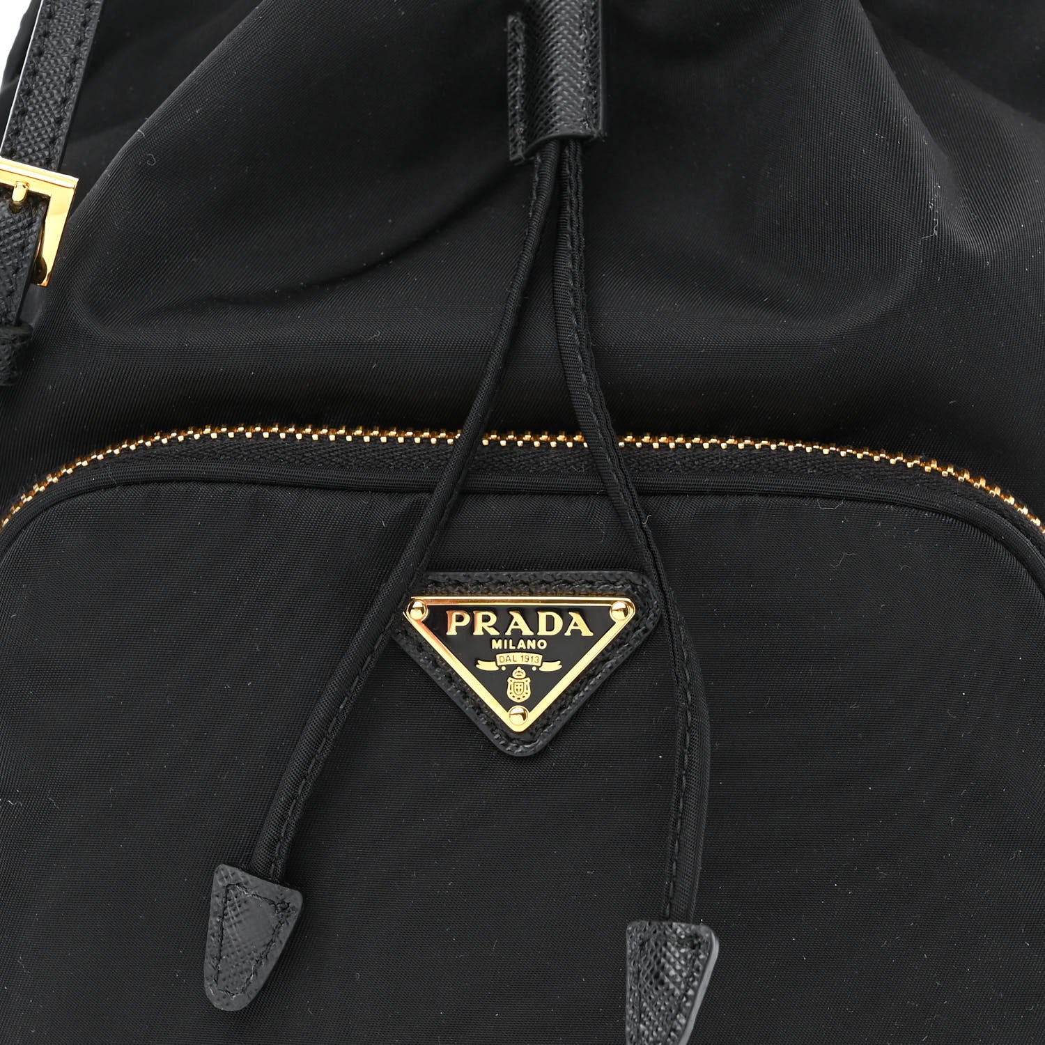 Prada Saffiano Tessuto Nylon Mini Bucket Crossbody Bag Black 9 of 11