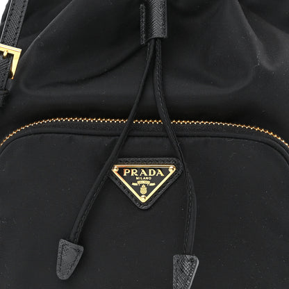 Prada Saffiano Tessuto Nylon Mini Bucket Crossbody Bag Black 9 of 11