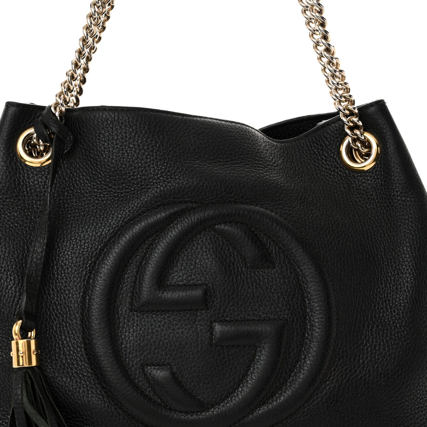 Pebbled Calfskin Medium Soho Chain Shoulder Bag Black