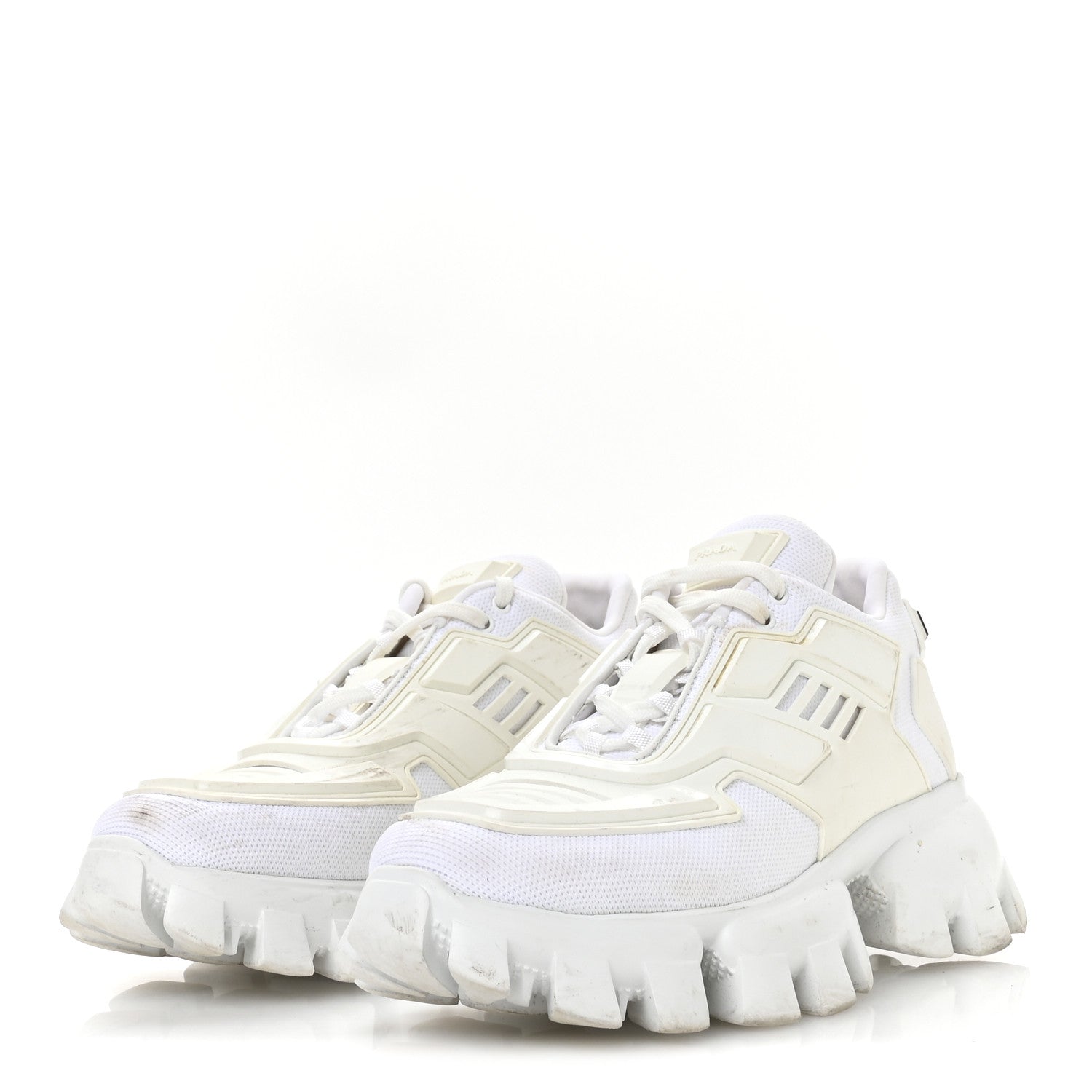 Prada Rubber Technical Knit Fabric Cloudbust Thunder Sneakers 39 White 4 of 7