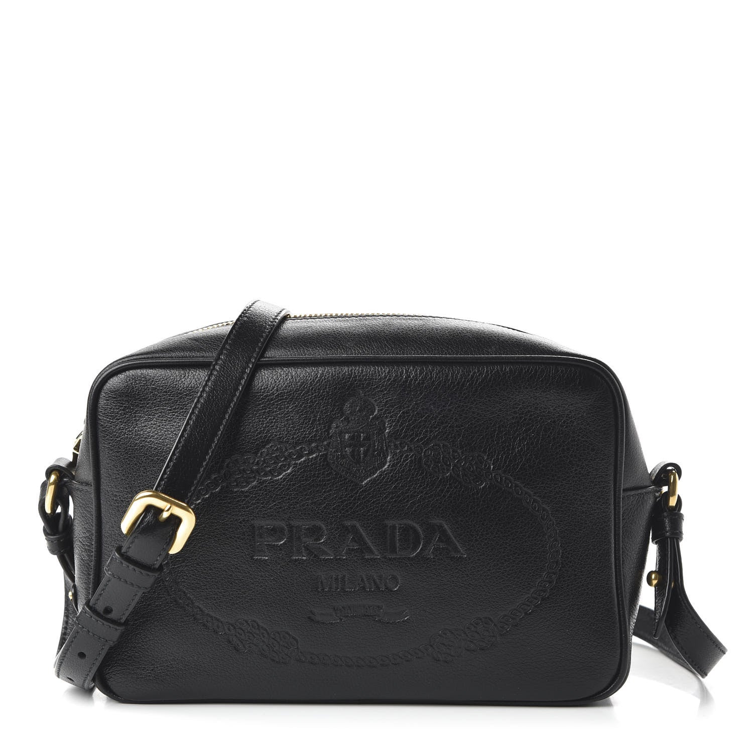 Prada Glace Calf Logo Crossbody Black 1 of 9