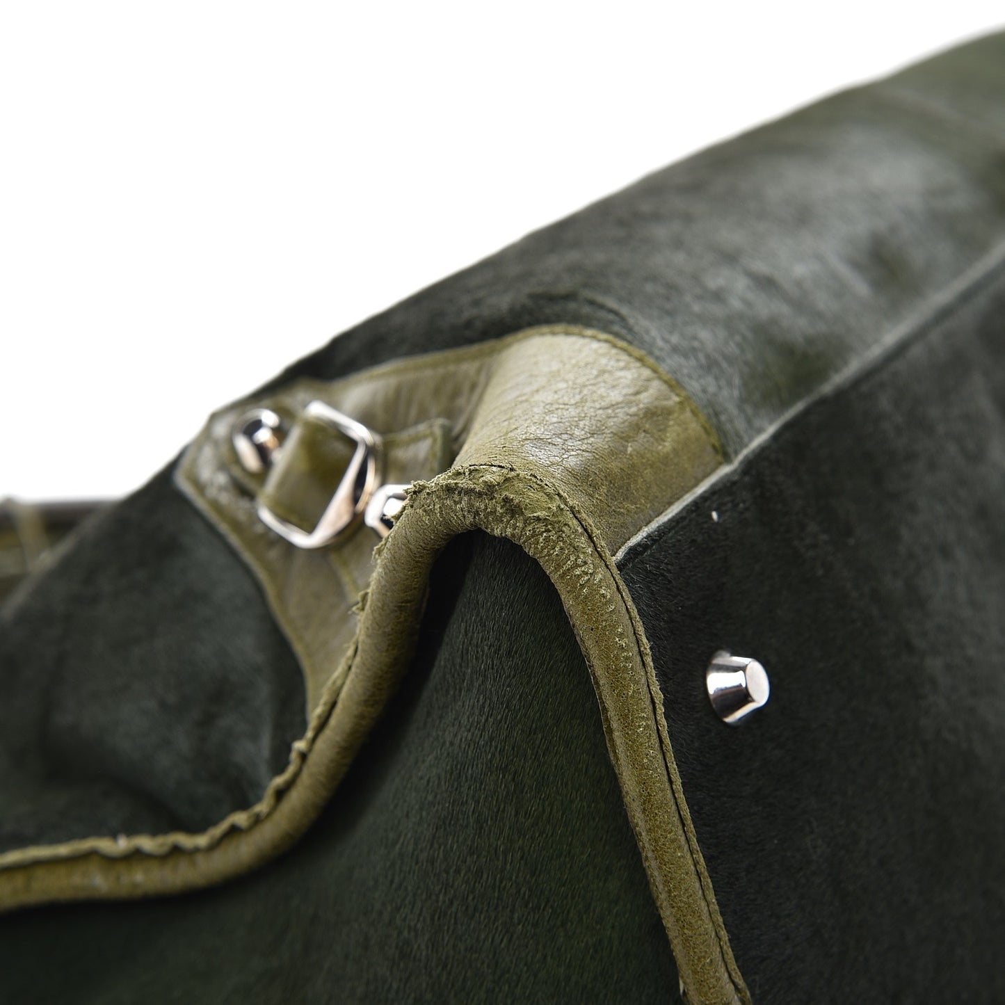 Chevre Pony Hair Classic Hardware Work Olive