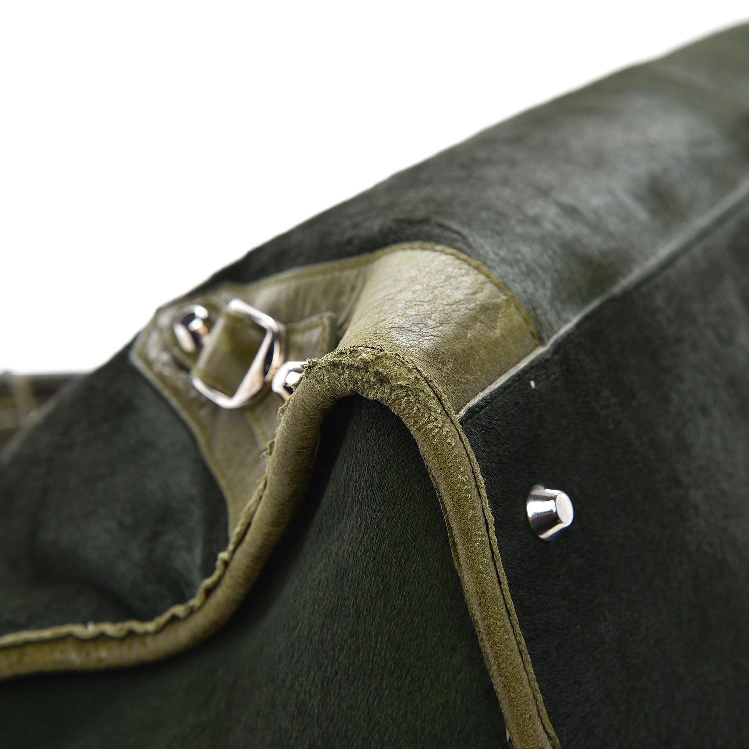 Balenciaga Chevre Pony Hair Classic Hardware Work Olive 8 of 13
