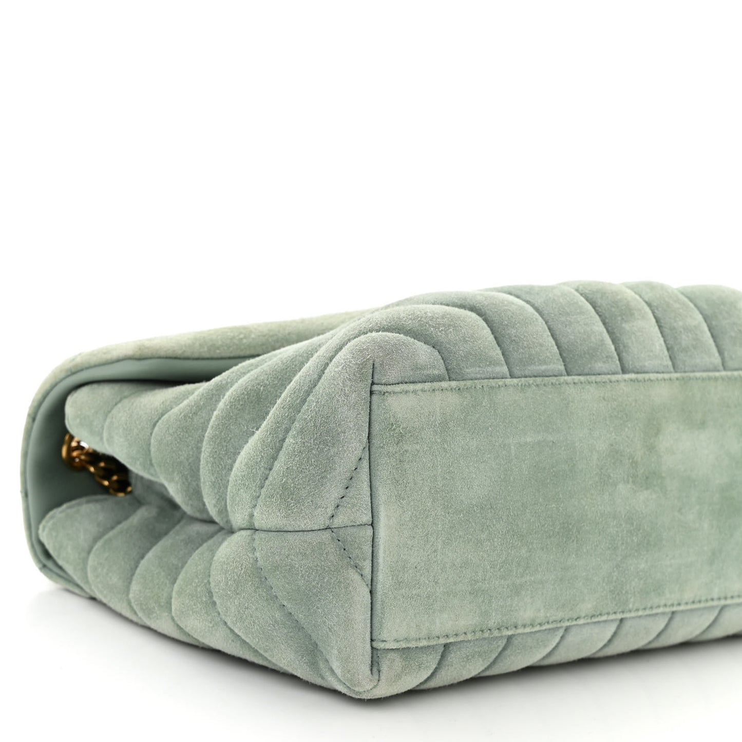 Suede Calfskin Y Quilted Monogram Small Loulou Chain Satchel Vert Opaline