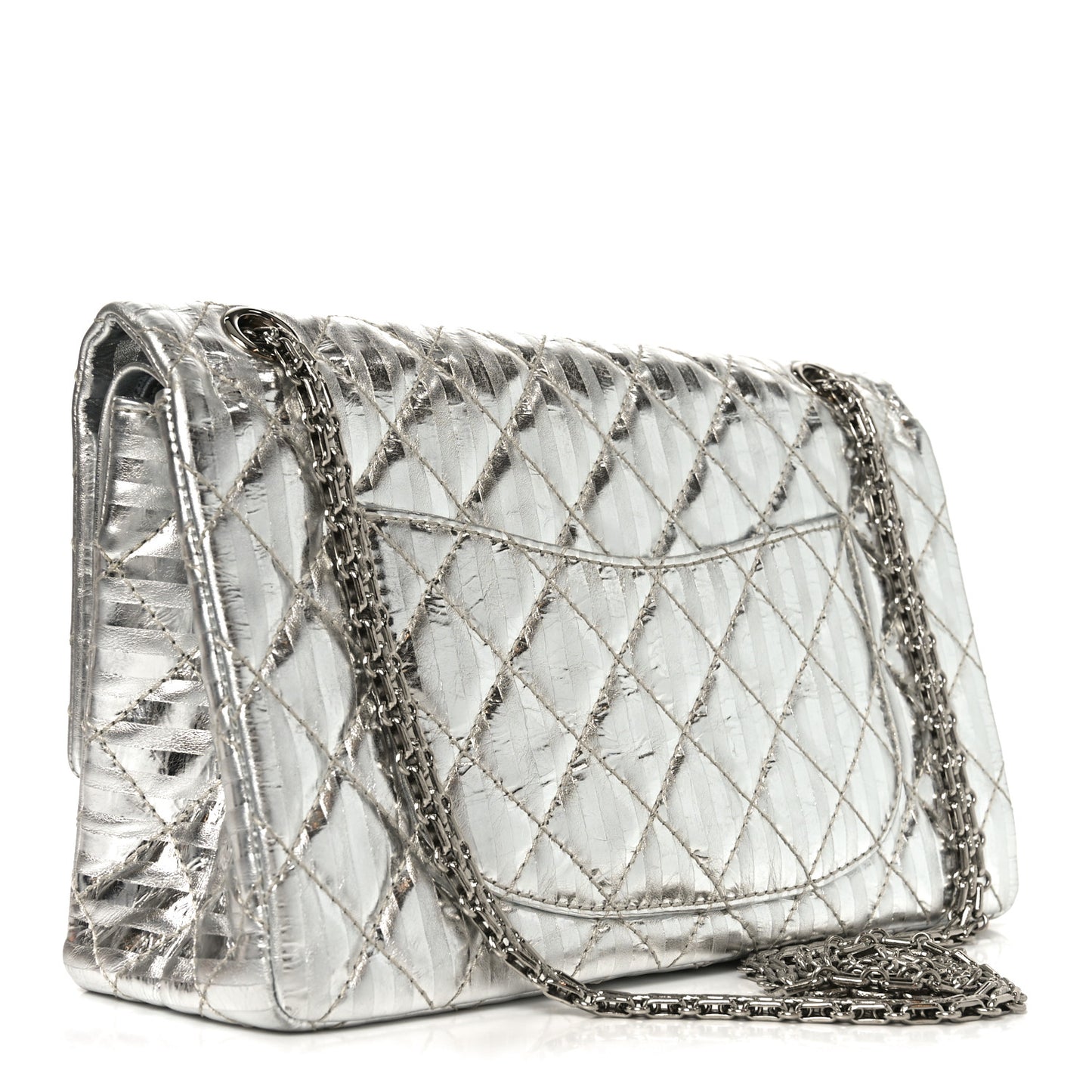 Metallic Calfskin Striped 2.55 Reissue 226 Silver