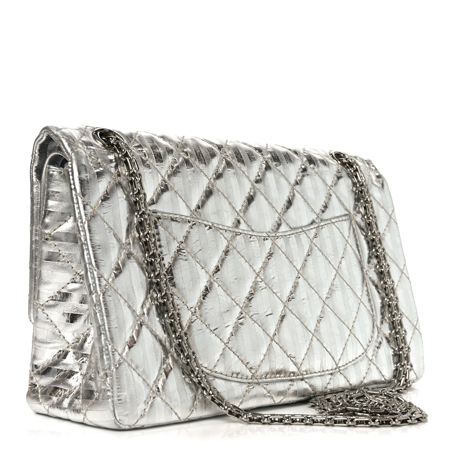 Chanel Metallic Calfskin Striped 2.55 Reissue 226 Silver 3 of 11