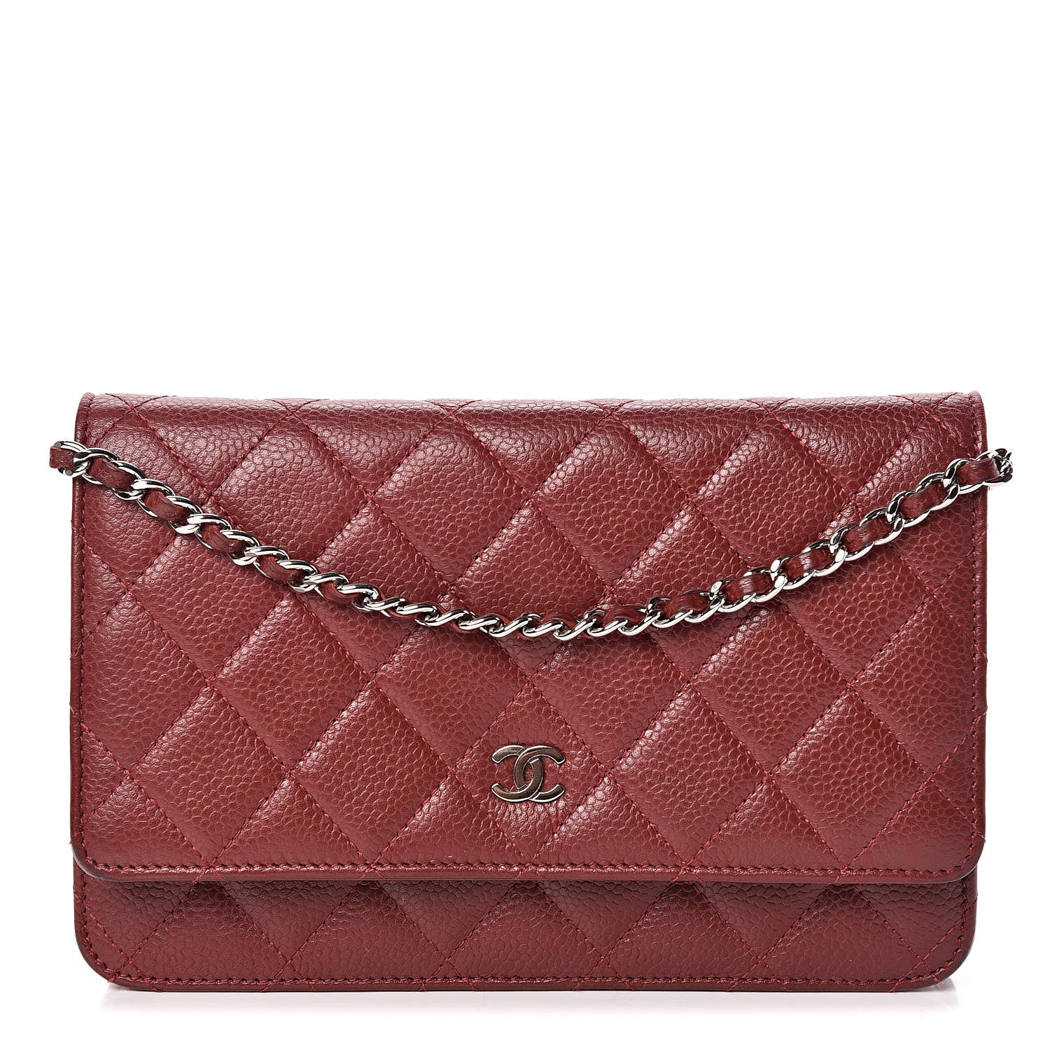 Chanel Caviar Quilted Wallet On Chain WOC Dark Red 1 of 11