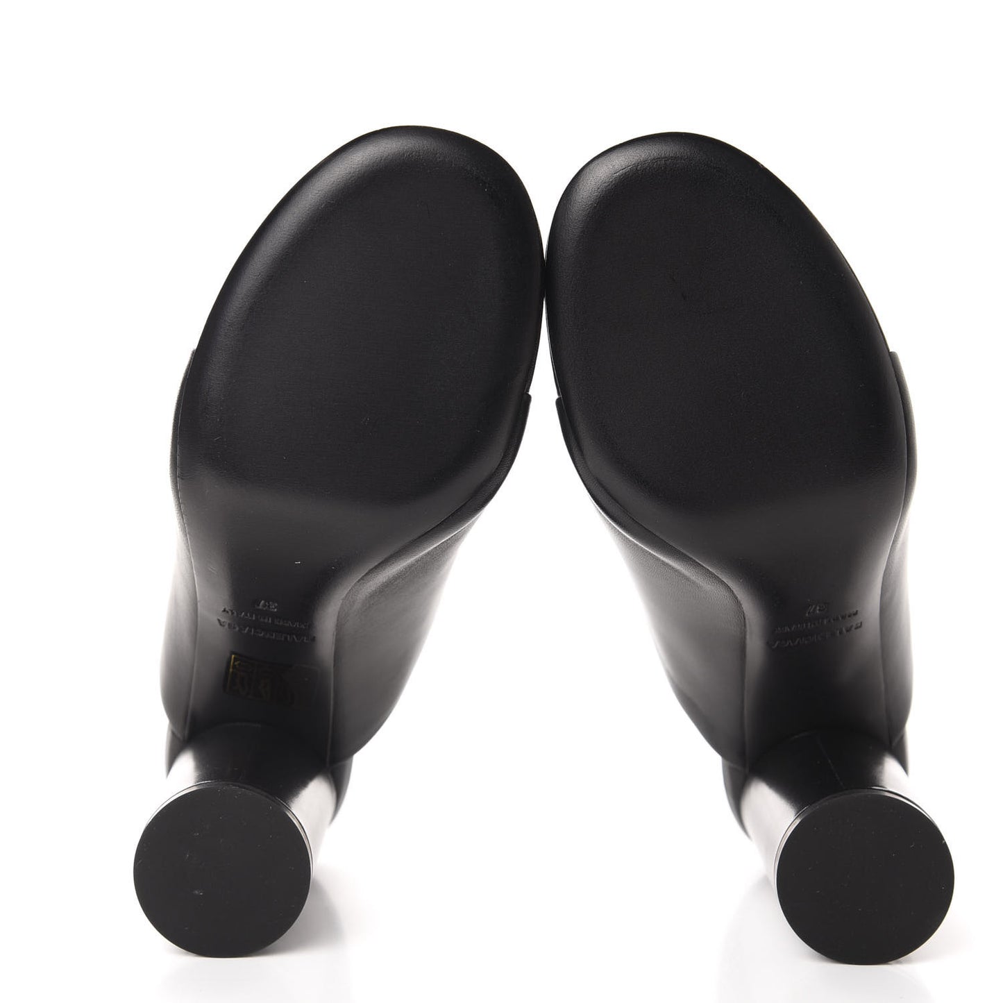 Shiny Sheepskin Oval 90mm Mule Pump 37 Black White
