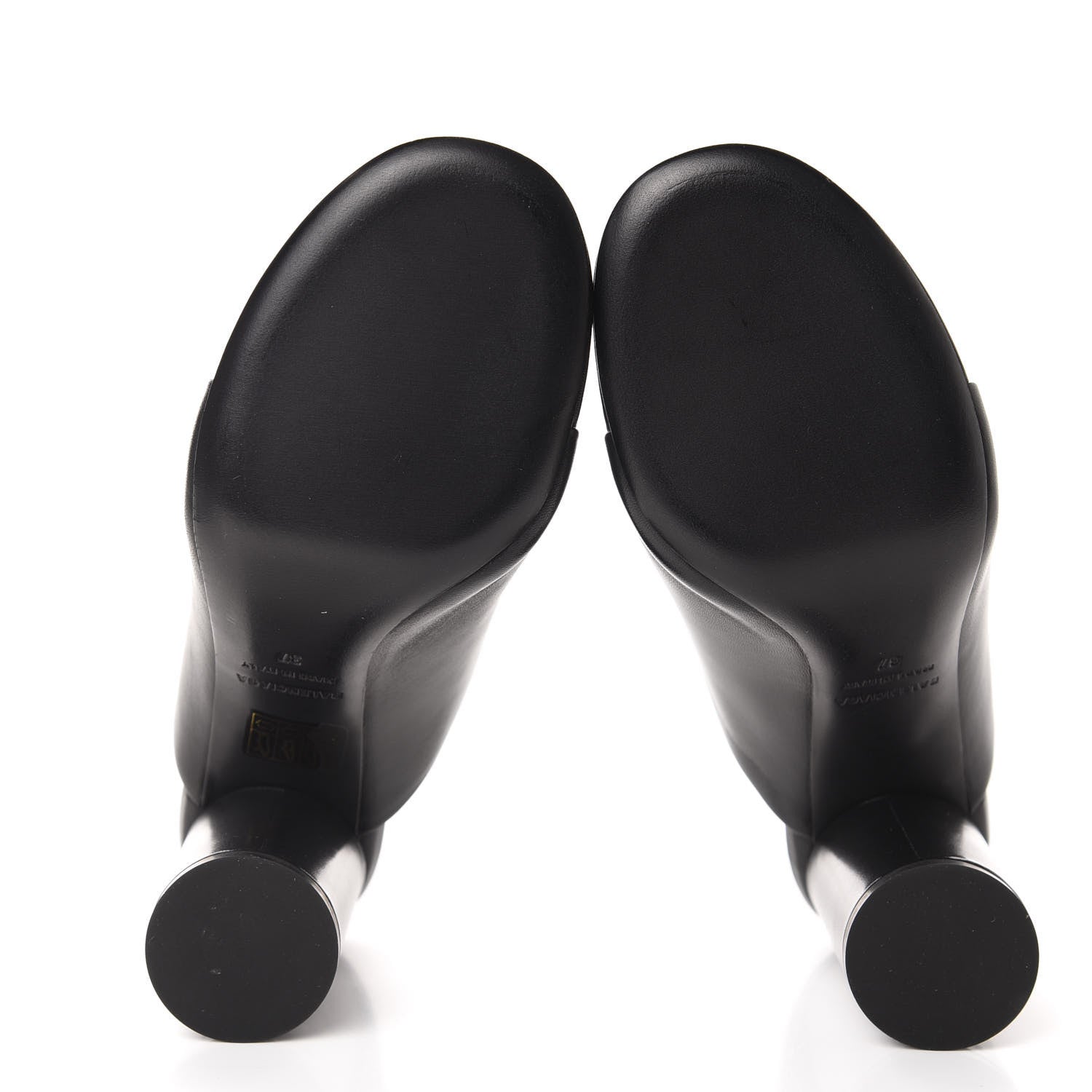 Balenciaga Shiny Sheepskin Oval 90mm Mule Pump 37 Black White 6 of 10