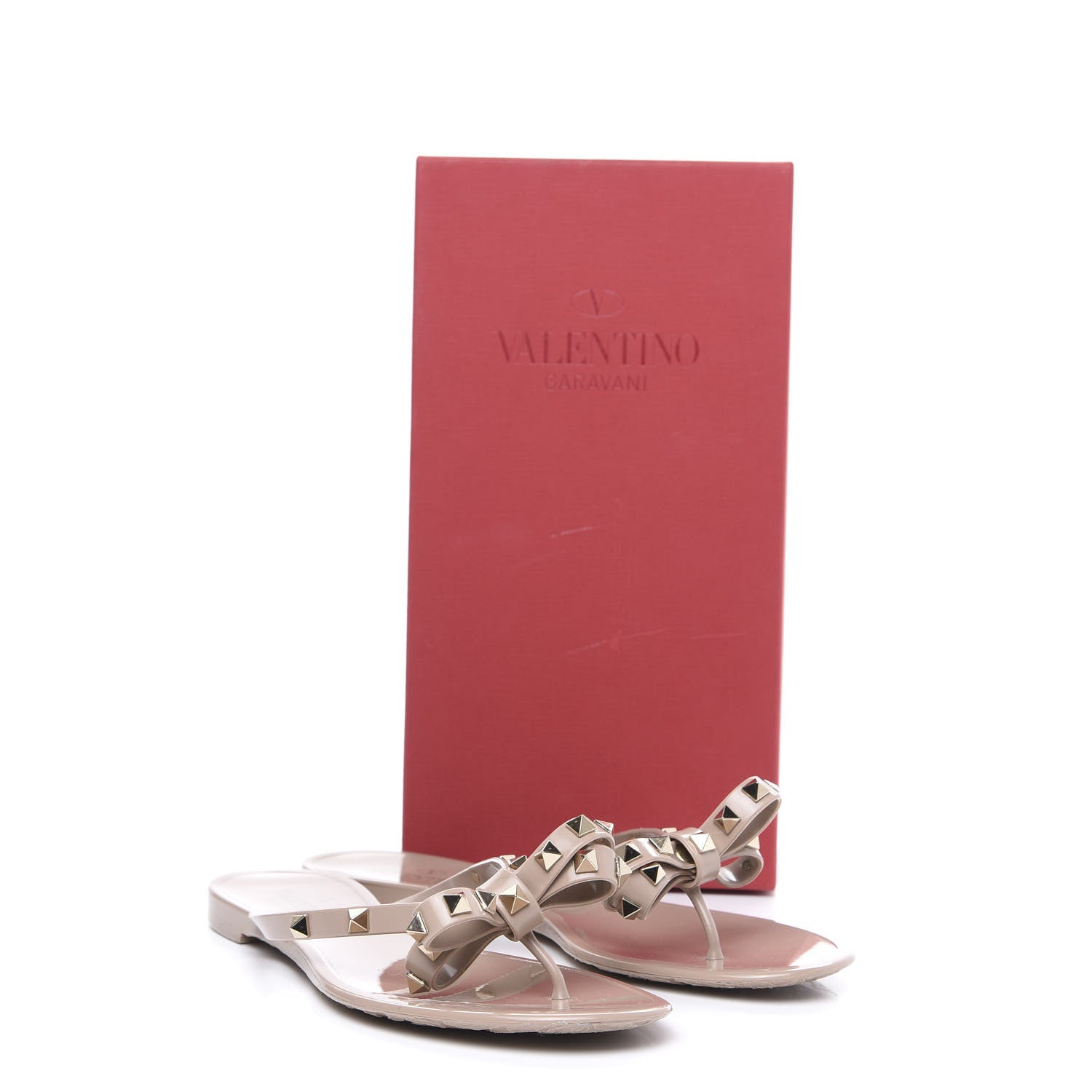 Valentino Garavani PVC Jelly Rockstud Bow Thong Sandals 41 Poudre 8 of 8