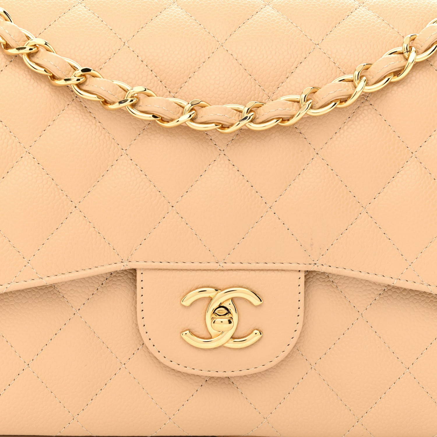 Chanel Caviar Quilted Jumbo Double Flap Beige 8 of 11