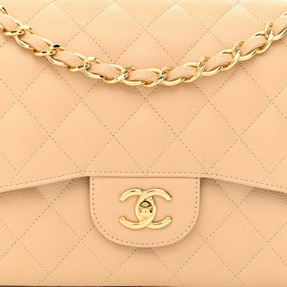 Chanel Caviar Quilted Jumbo Double Flap Beige 8 of 11
