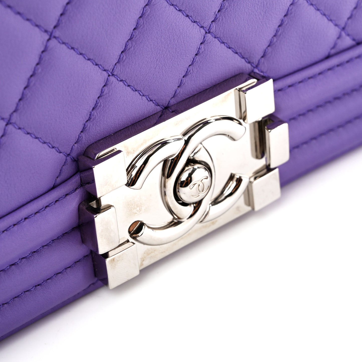 Calfskin Quilted Medium Boy Flap Purple