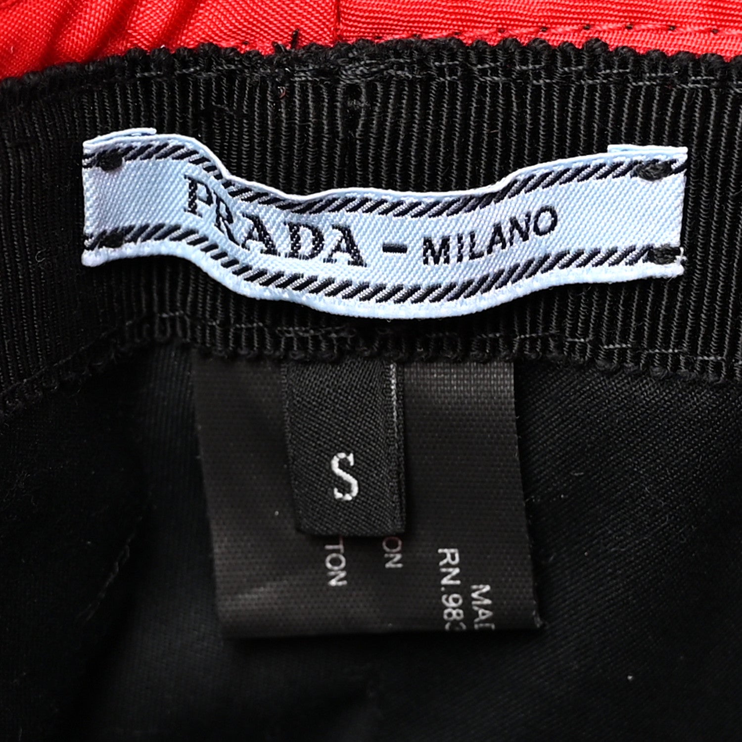 Prada Nylon Bucket Hat S Black Rosso 8 of 8