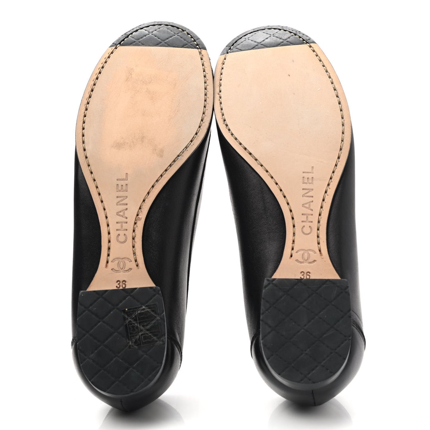 Lambskin Patent Cap Toe CC Moccasin Flats 36 Black