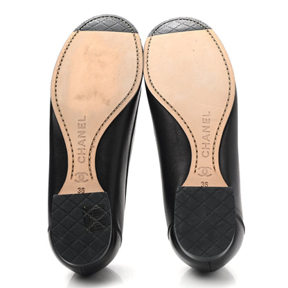 Chanel Lambskin Patent Cap Toe CC Moccasin Flats 36 Black 5 of 7