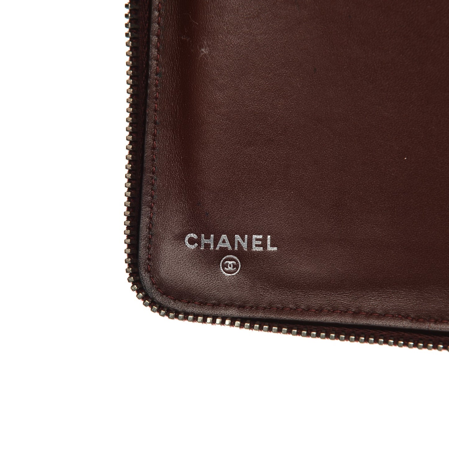 Caviar Quilted Large Zip Around Organizer Wallet Dark Red