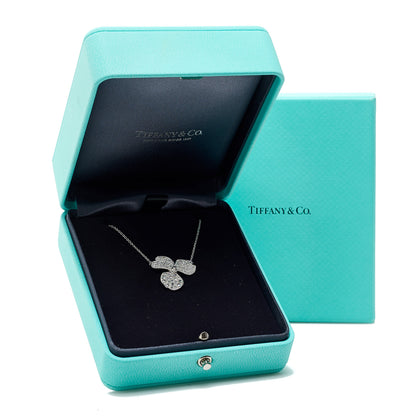 Tiffany Platinum Diamond Large Paper Flowers Pave Pendant Necklace 6 of 6