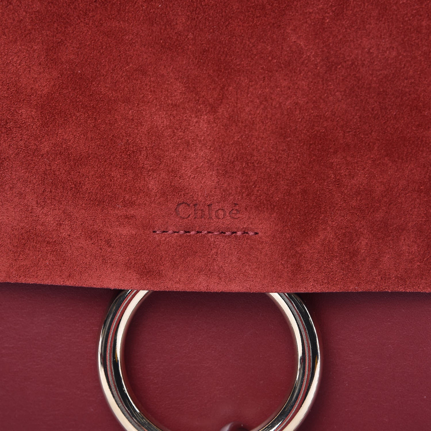 Chloe Calfskin Suede Medium Faye Shoulder Bag Plum Purple 8 of 10