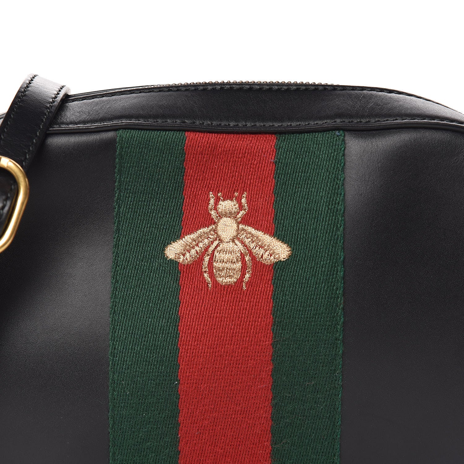 Gucci Calfskin Web Small Webby Bee Shoulder Bag Black 11 of 11
