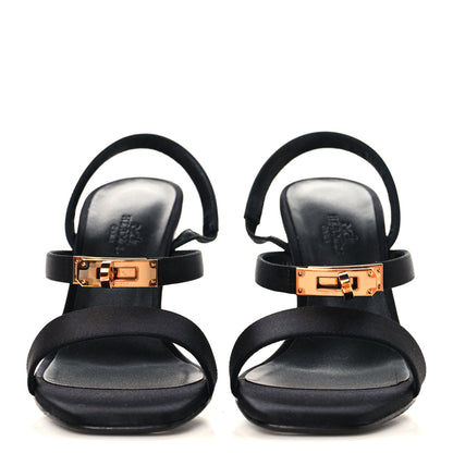 Hermes Satin Glamour 95 Sandals 36.5 Black 3 of 9