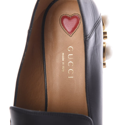 Gucci Betis Glamour Calfskin Web Pearl Embellished Peyton 35mm Loafer Pumps 38 Black 5 of 7