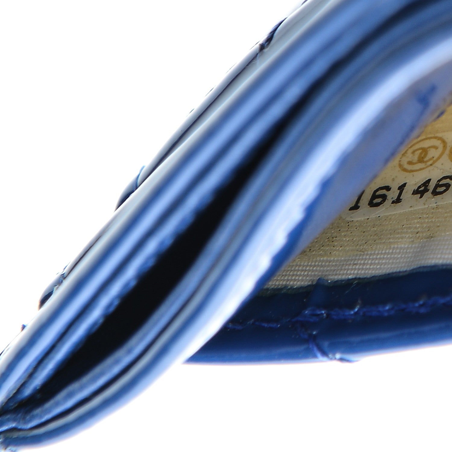 Chanel Patent Quilted Card Holder Blue 7 of 7