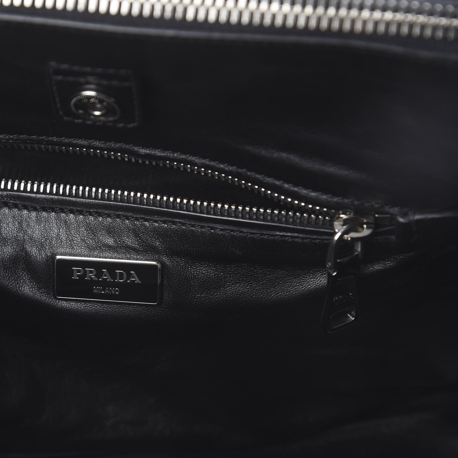 Prada Glace Calf Twin Pocket Tote Black 7 of 8