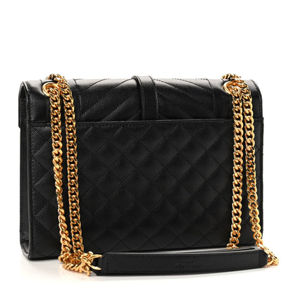 Saint Laurent Grain De Poudre Textured Mixed Matelasse Triquilt Medium Monogram Satchel Black 3 of 9