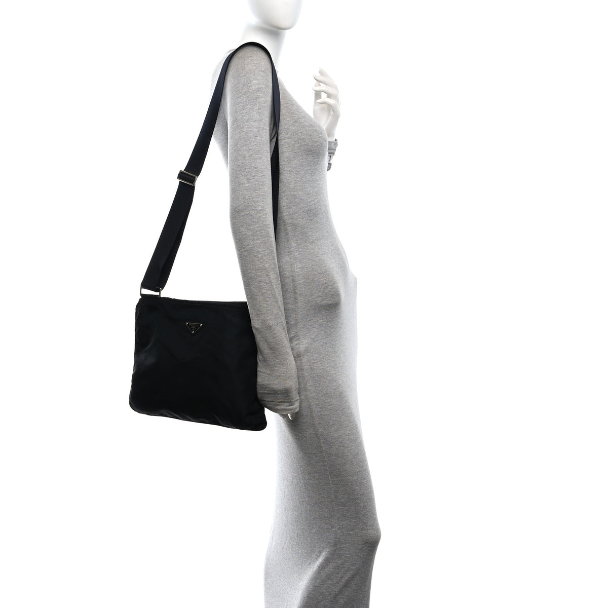 Prada Nylon Vela Flat Messenger Bag Black 2 of 11