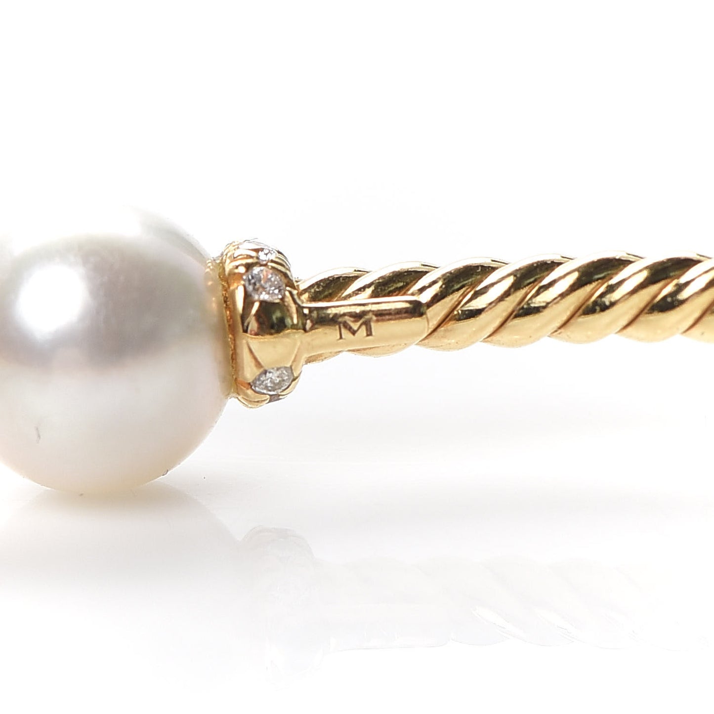 18K Yellow Gold Diamond Pearl 7mm Solari Station Bracelet
