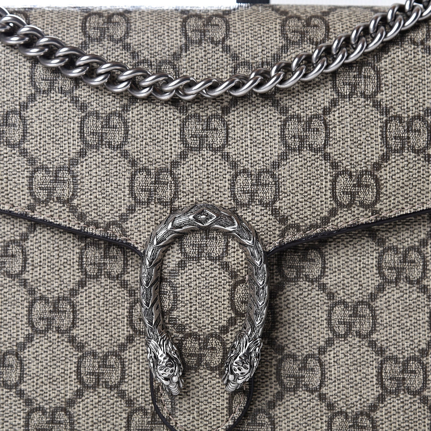 GG Supreme Monogram Mini Dionysus Chain Wallet Beige Taupe