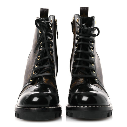 Louis Vuitton Patent Calfskin Monogram Star Trail Ankle Boots 40 Black 3 of 10
