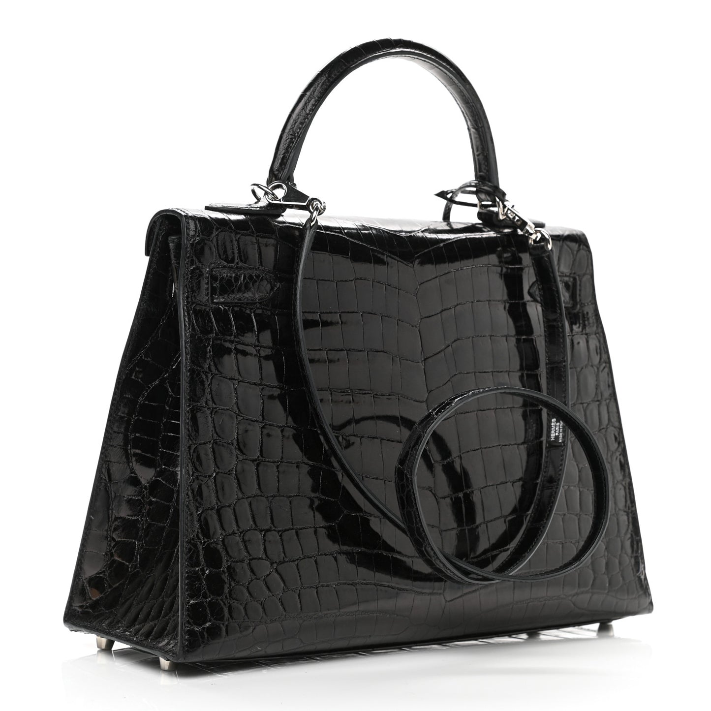 Shiny Niloticus Crocodile Kelly Sellier 32 Black