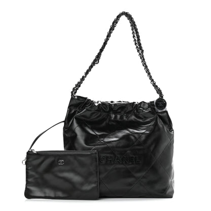 Chanel Shiny Calfskin Quilted Small Chanel 22 So Black 1 of 13