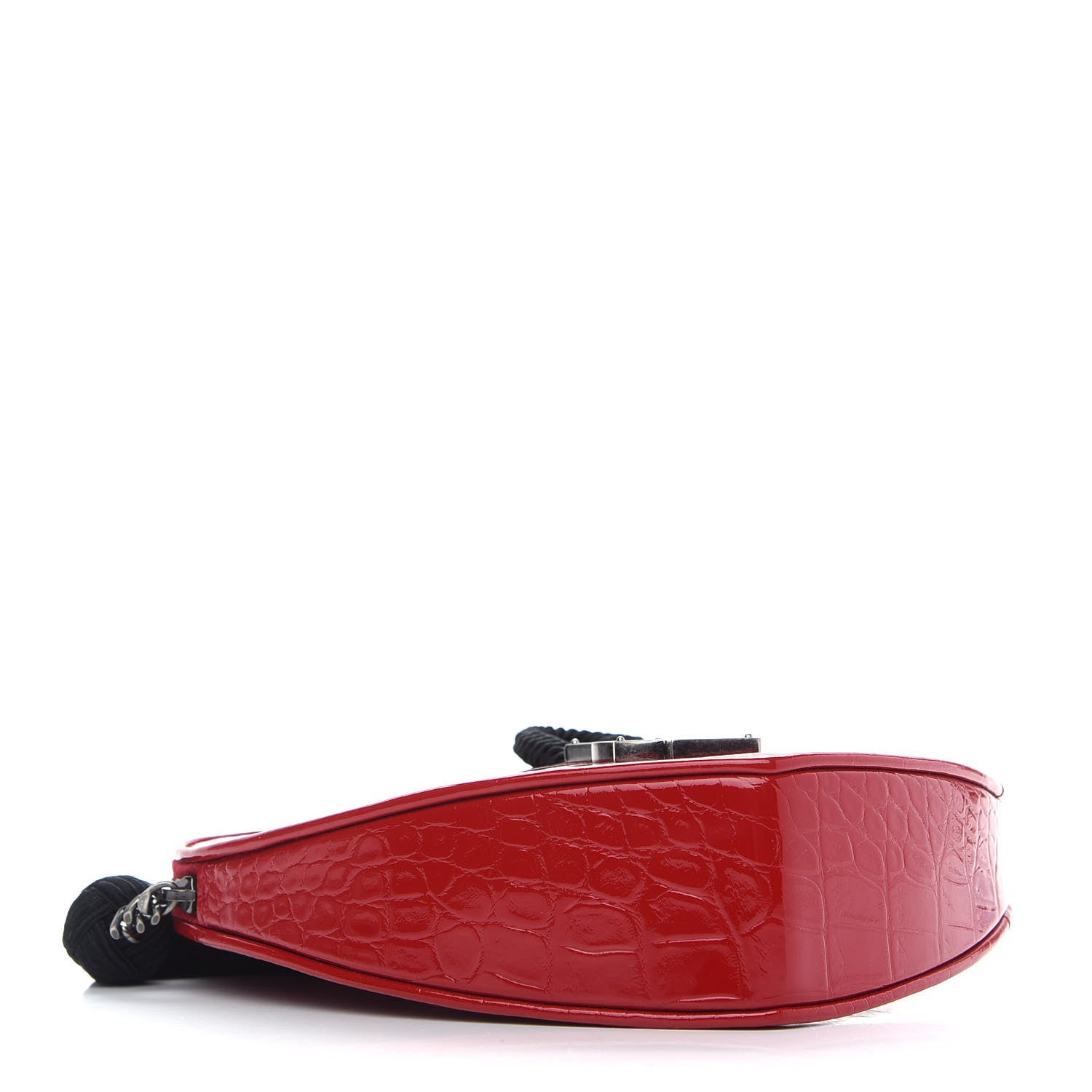 Saint Laurent Patent Crocodile Embossed Sac Coeur Heart Shaped Clutch Red 4 of 8