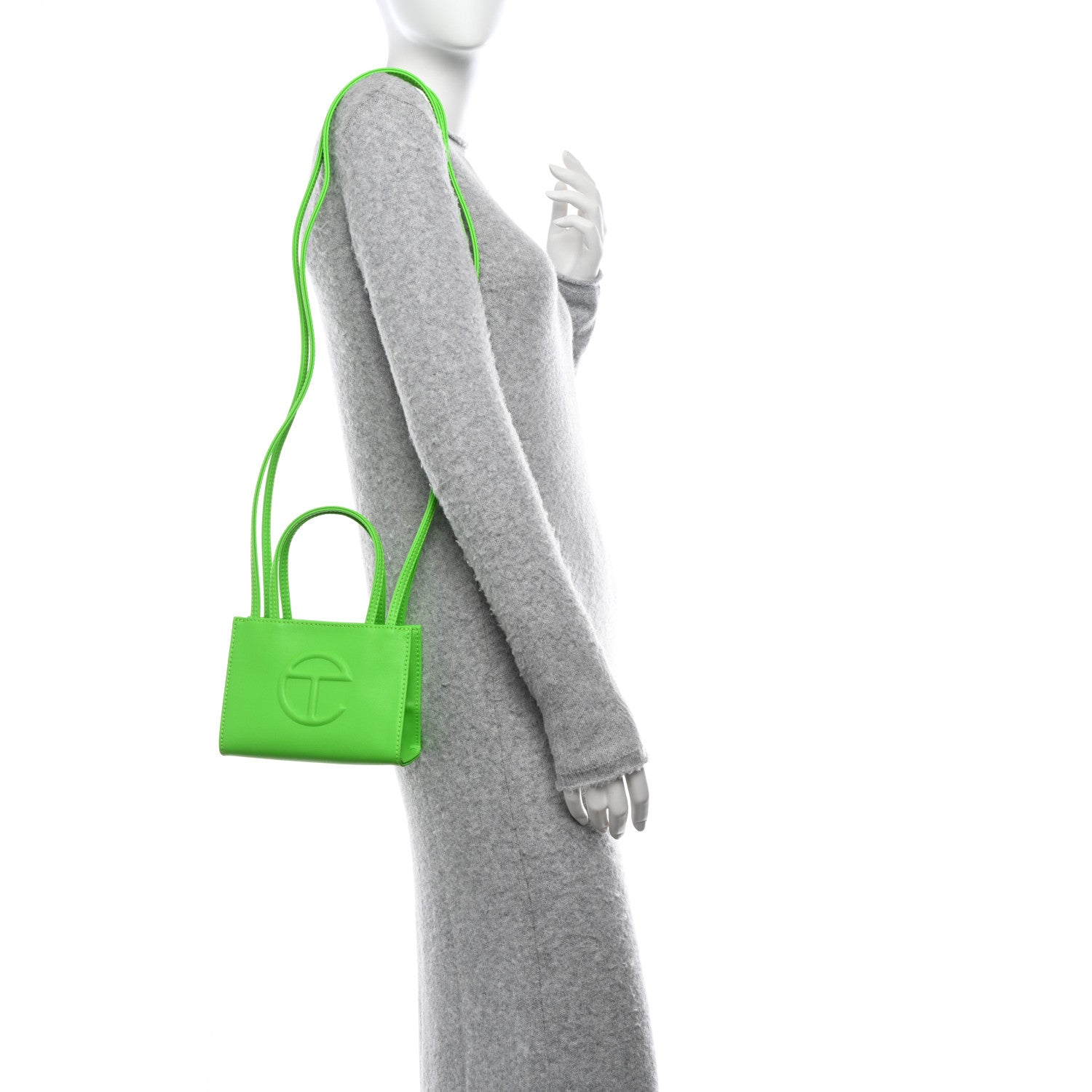 Telfar Vegan Leather Small Shopping Bag Highlighter Green 2 of 9
