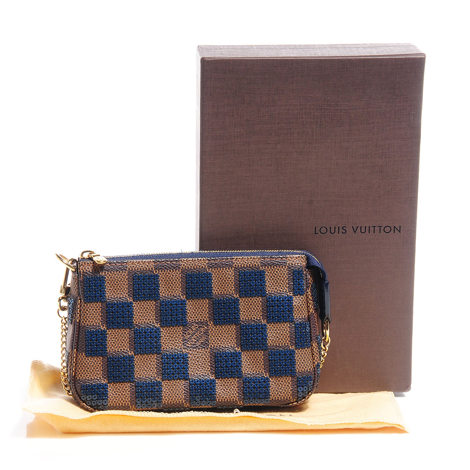 Louis Vuitton Damier Paillettes Mini Pochette Accessories Blue 4 of 7