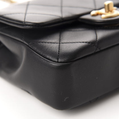 Chanel Lambskin Quilted Small Circular Handle Bag Black 6 of 10