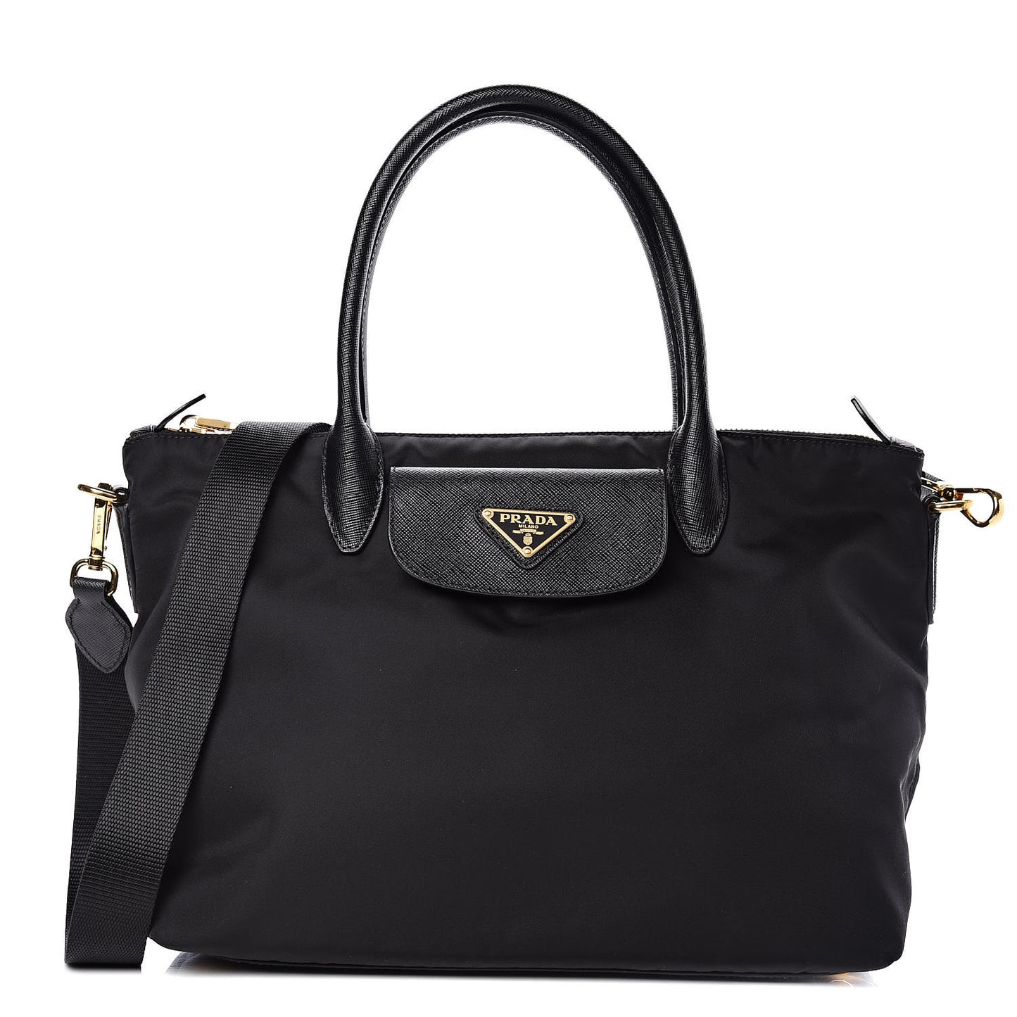 Saffiano Tessuto Nylon Tote Black
