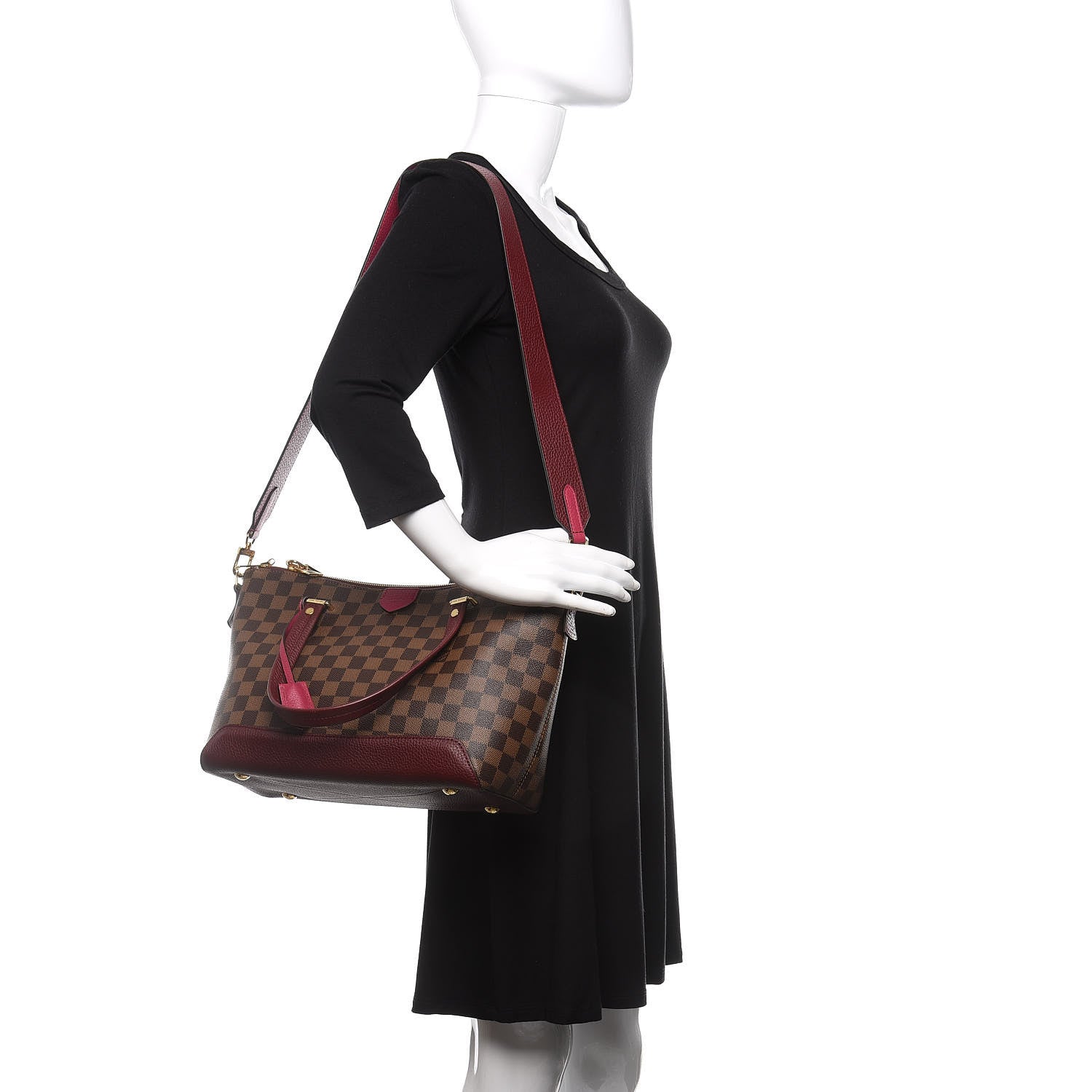 Louis Vuitton Damier Ebene Cuir Taurillon Hyde Park Fuchsia 2 of 10