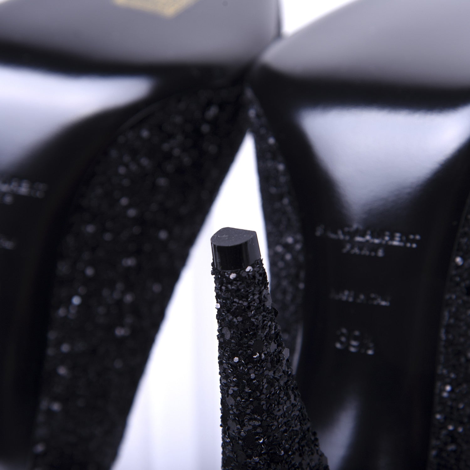 Saint Laurent Glitter Era Pumps 39.5 Black Silver 12 of 17