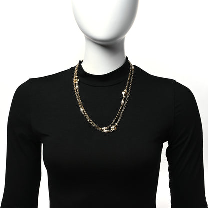 Chanel Pearl Bead Heart CC Long Necklace Gold 2 of 5