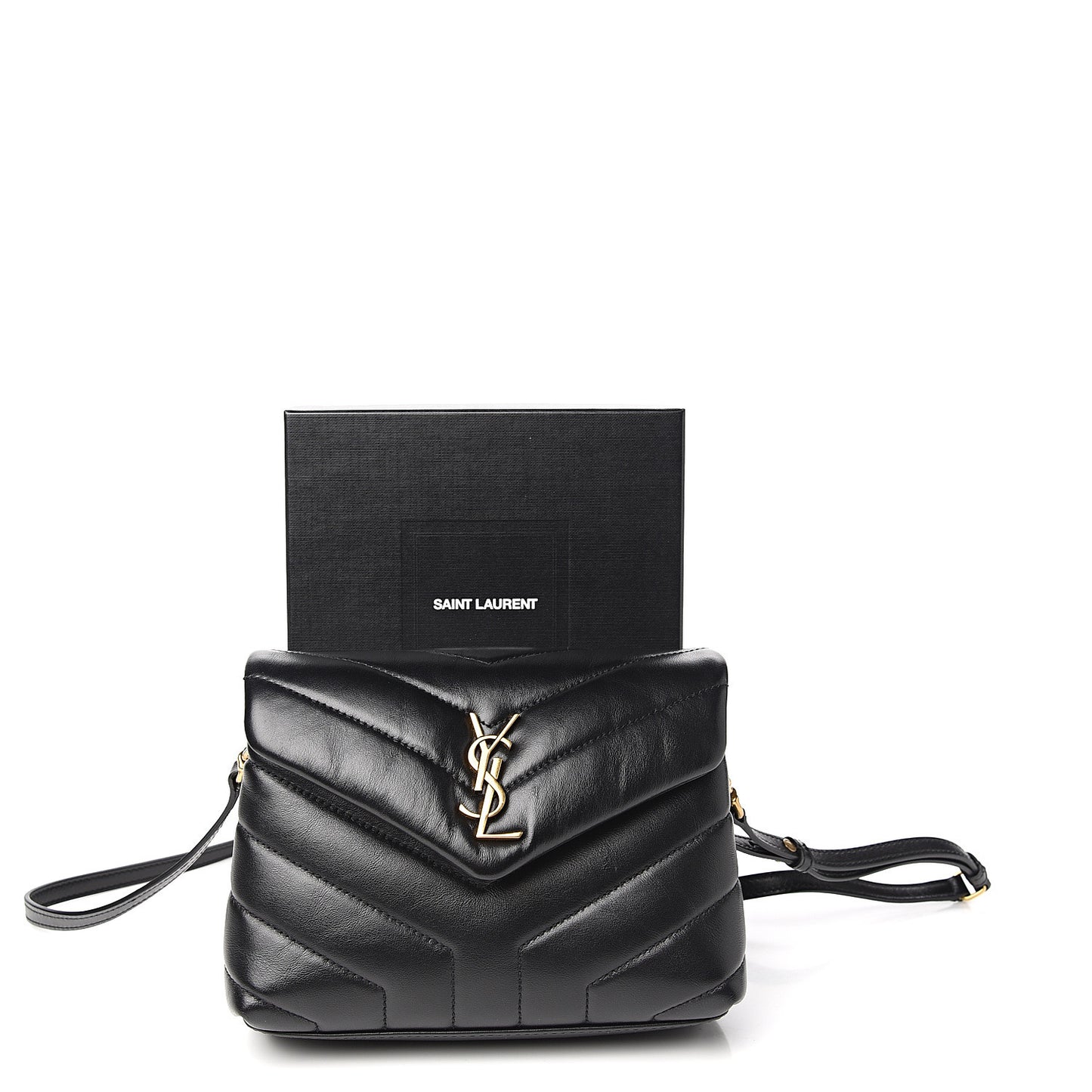 Calfskin Y Quilted Monogram Toy Loulou Crossbody Bag Black
