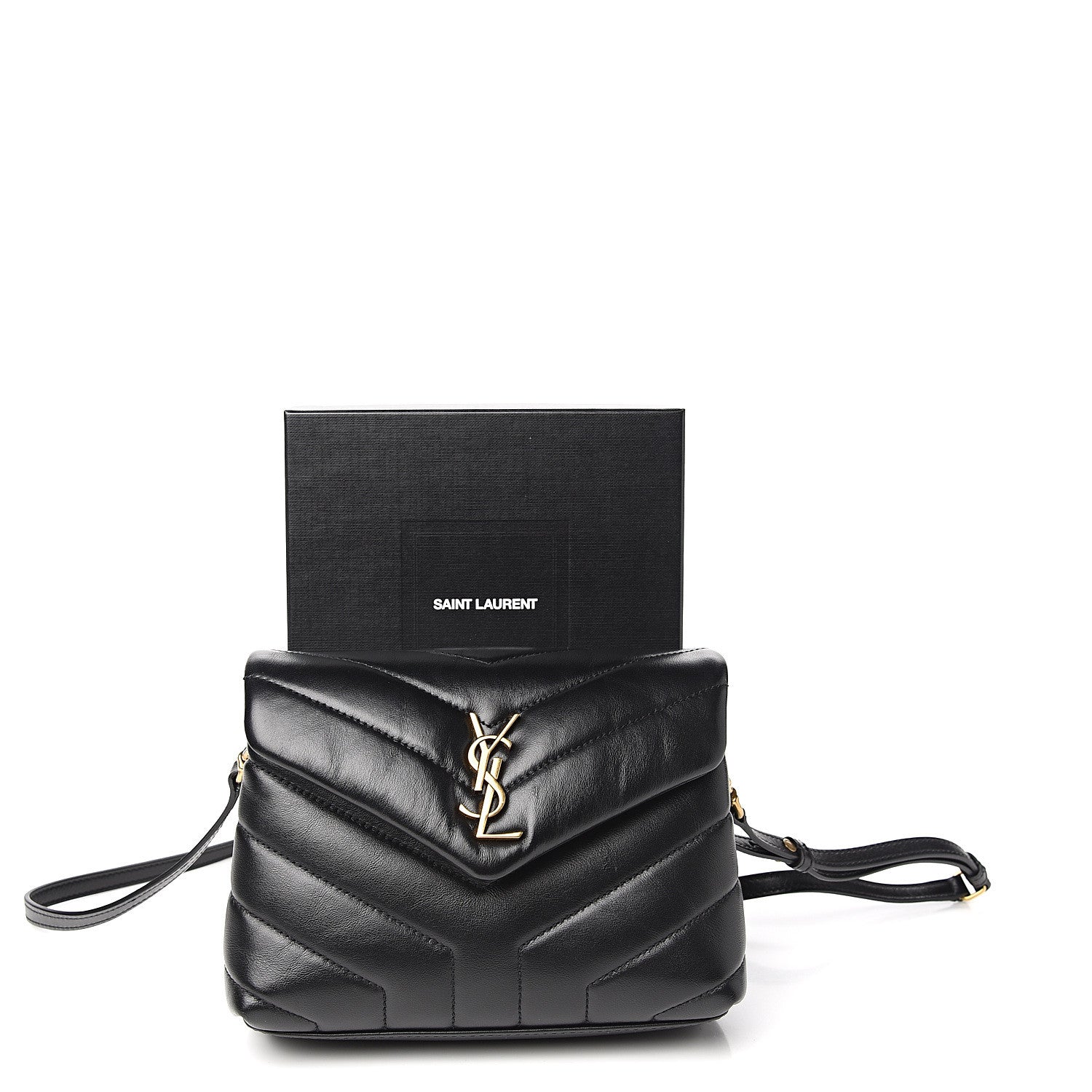 Saint Laurent Calfskin Y Quilted Monogram Toy Loulou Crossbody Bag Black 10 of 10