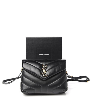 Saint Laurent Calfskin Y Quilted Monogram Toy Loulou Crossbody Bag Black 10 of 10