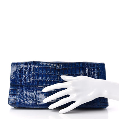 Nancy Gonzalez Crocodile Foldover Clutch Blue 2 of 8
