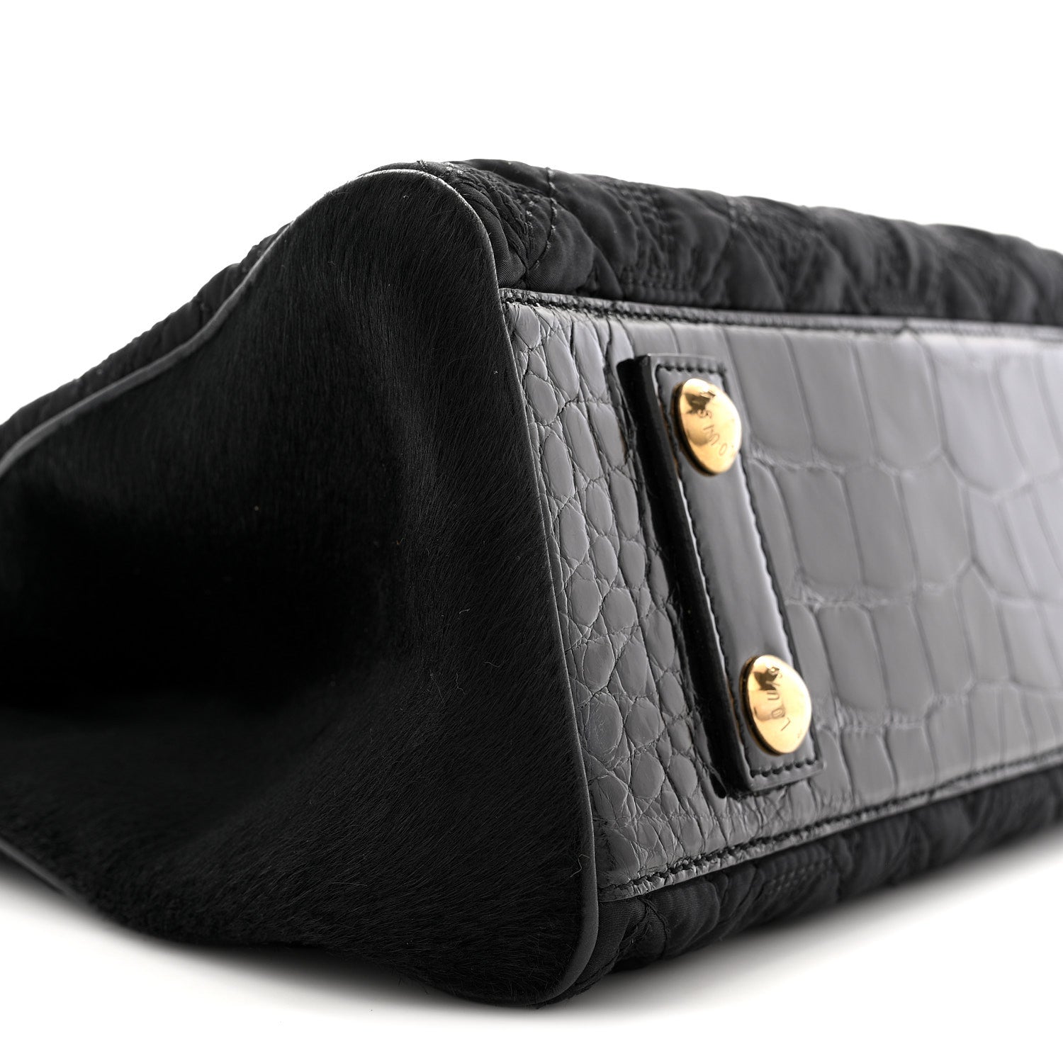 Louis Vuitton Monogram Silk Pony Hair Alligator Trim Linda Black 8 of 9