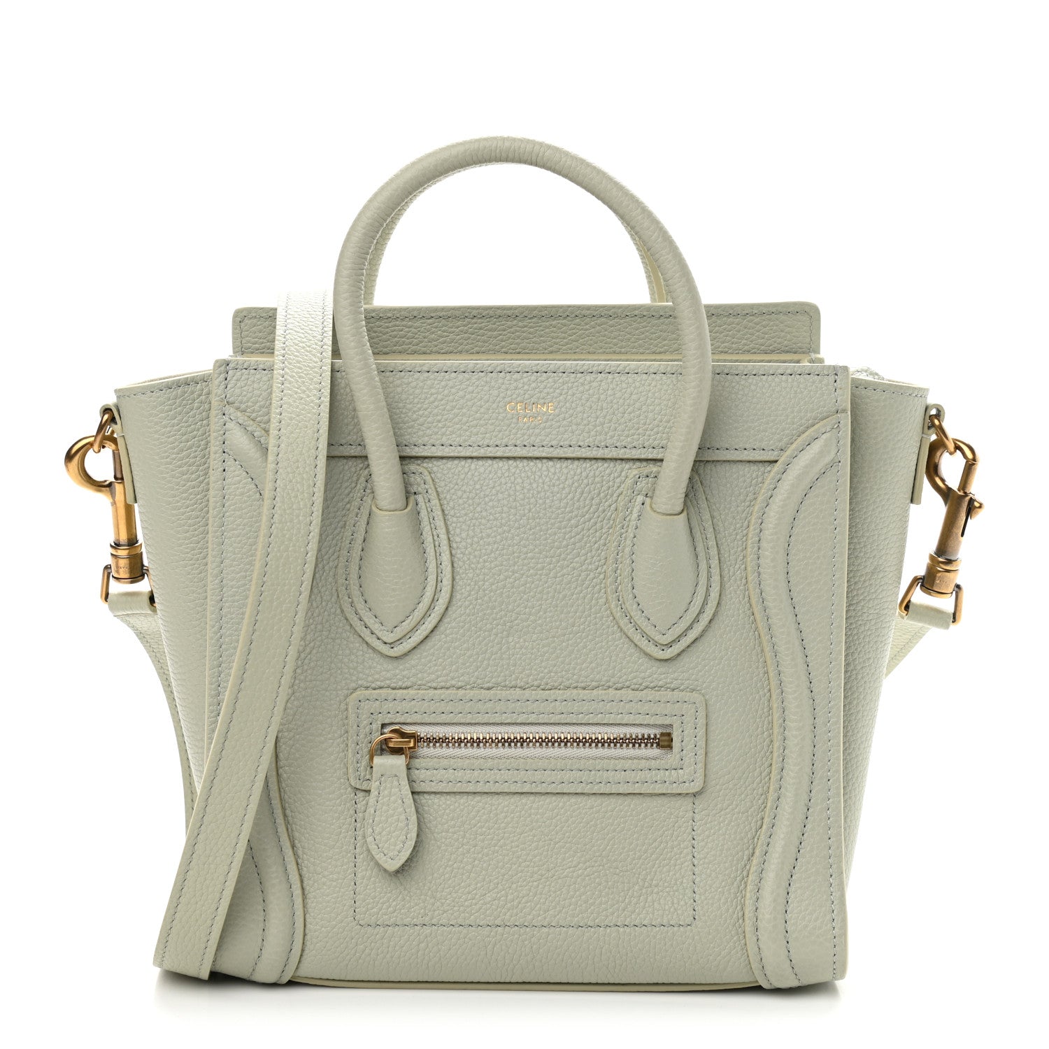 Celine Drummed Calfskin Nano Luggage Vert D'eau 1 of 10