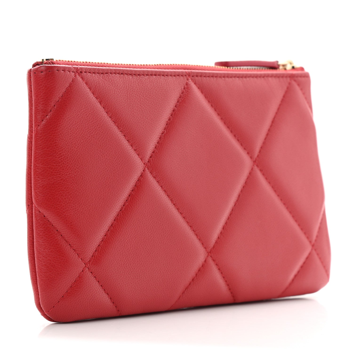 Chanel Shiny Goatskin Quilted Small Chanel 19 Pouch Red 3 of 8